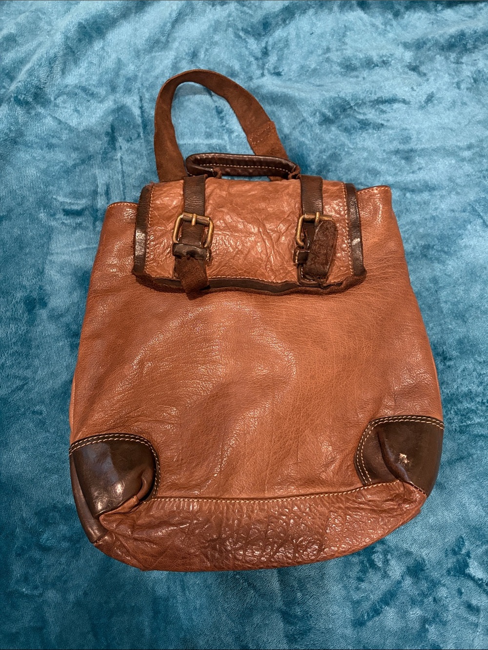 Origi MADE IN ITALY Ladies Vintage Brown/Dark Brown Leather Backpack